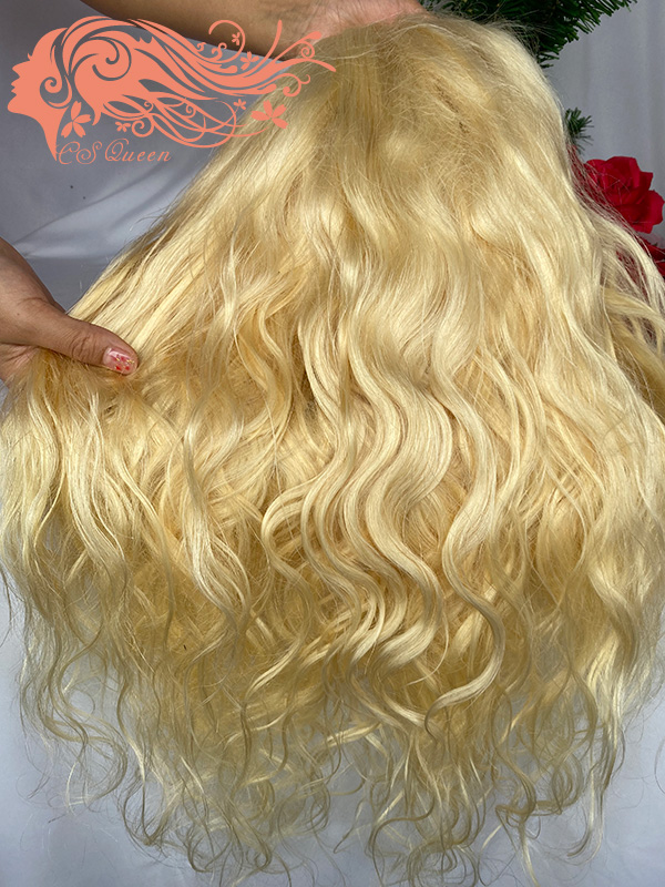 Csqueen 9A hair Body Wave 4*4 Closure WIG #613 Blonde 100% Virgin Hair 200%density - Click Image to Close